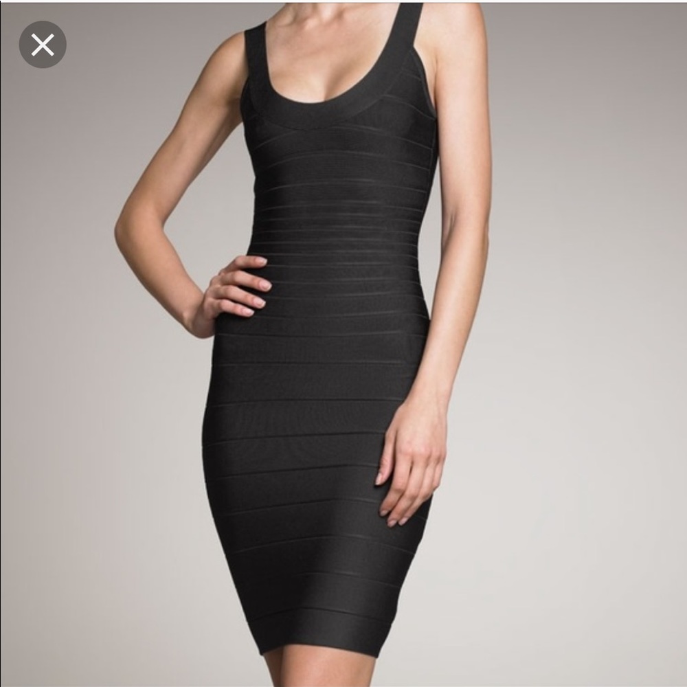 Herve Leger Sydney Black scoop Neck Dress S